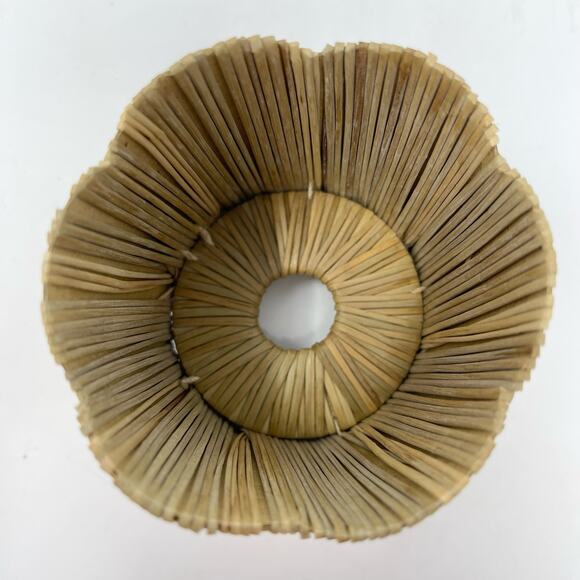 Vintage Tiki Bar Cup Holders Tan Multi Scalloped Woven Straw Japan Set of 12 - Picture 7 of 8